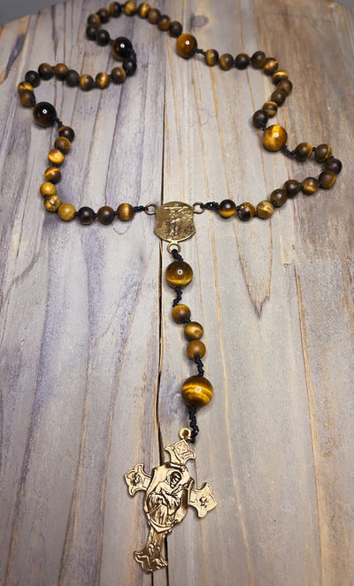 Tiger's Eye Rosary - St. Francis - Brother Wolf USA