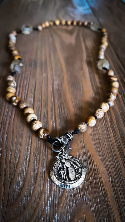 Beaded St. Francis Necklace - Brother Wolf USA