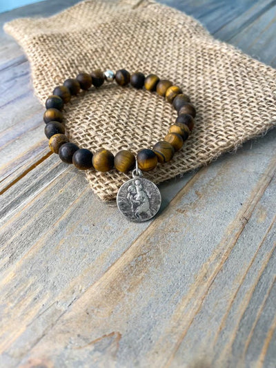 St. Christopher - Matte Tiger’s Eye - Brother Wolf USA